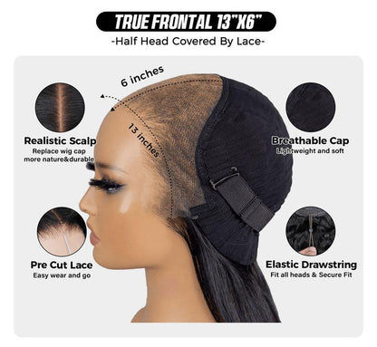 Sale Happening Now: 50% OFF – Pre-Cut Lace Wig · Seamless Natural Blend